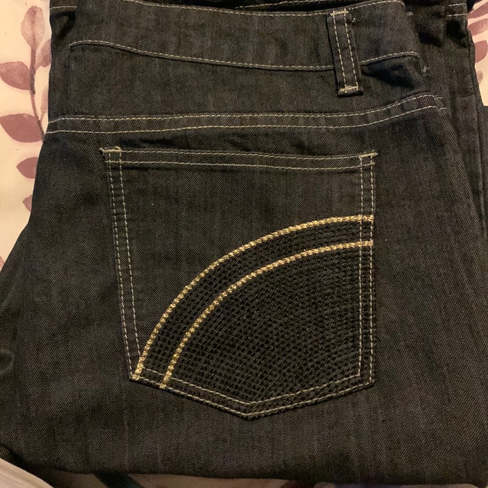 Womens Black Jeans Sz 14 Baccini Wide Leg